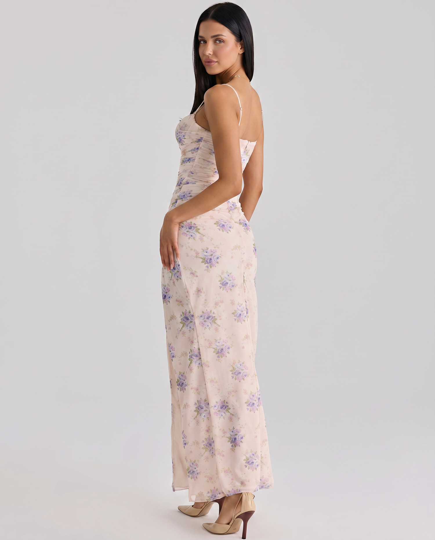 Estelle • Vestido Maxi con Estampado Floral y Corte Lateral