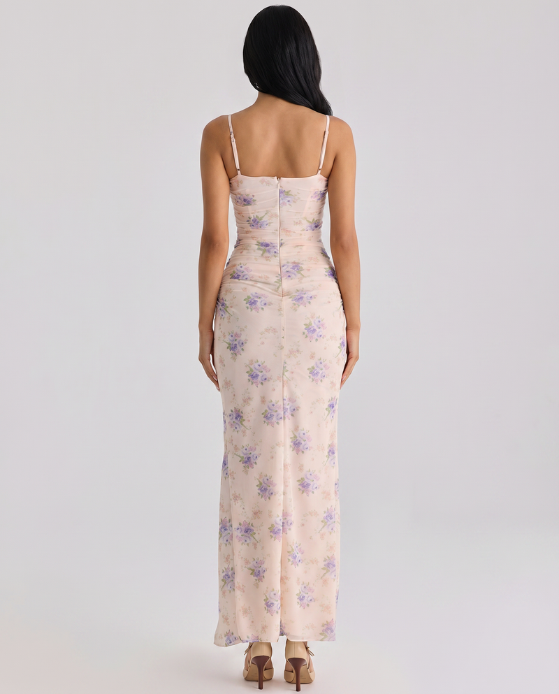 Estelle • Vestido Maxi con Estampado Floral y Corte Lateral