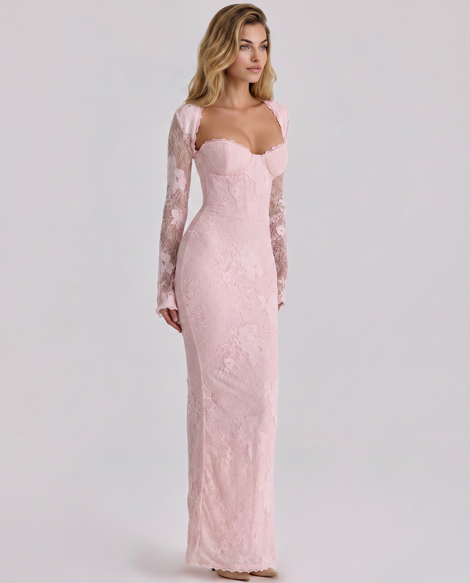 Marla • Vestido Maxi con Encaje y Mangas Largas