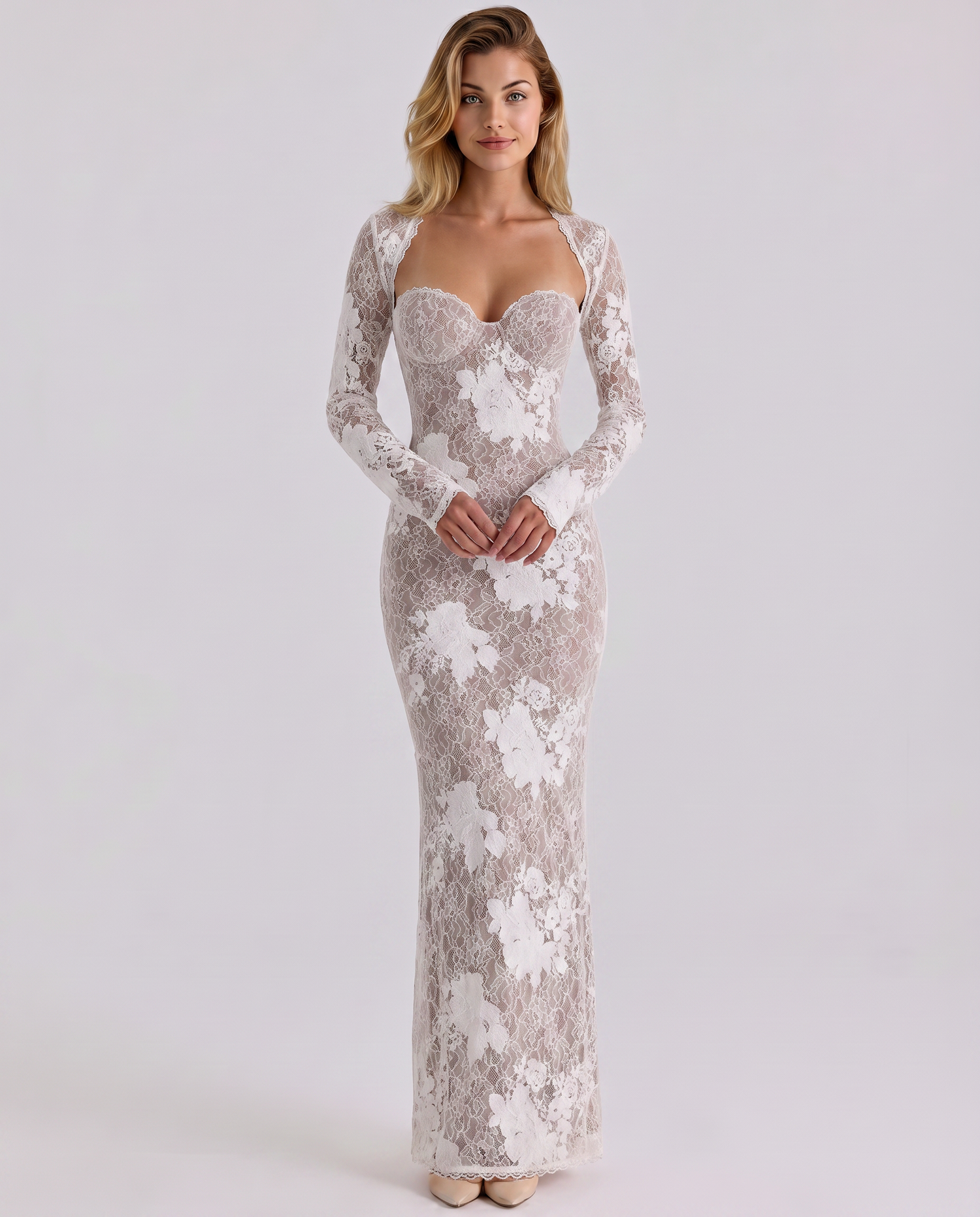 Marla • Vestido Maxi con Encaje y Mangas Largas
