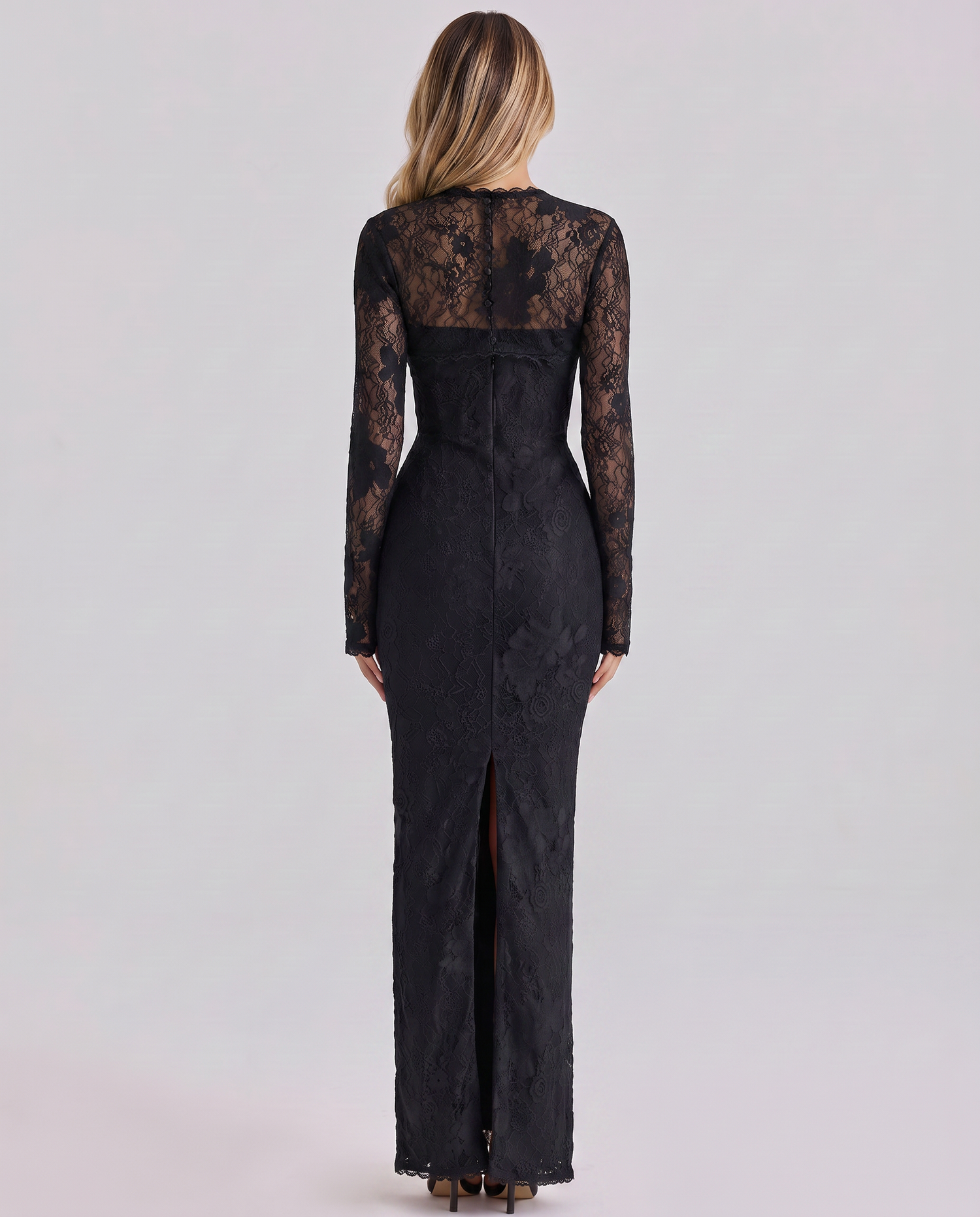 Marla • Vestido Maxi con Encaje y Mangas Largas