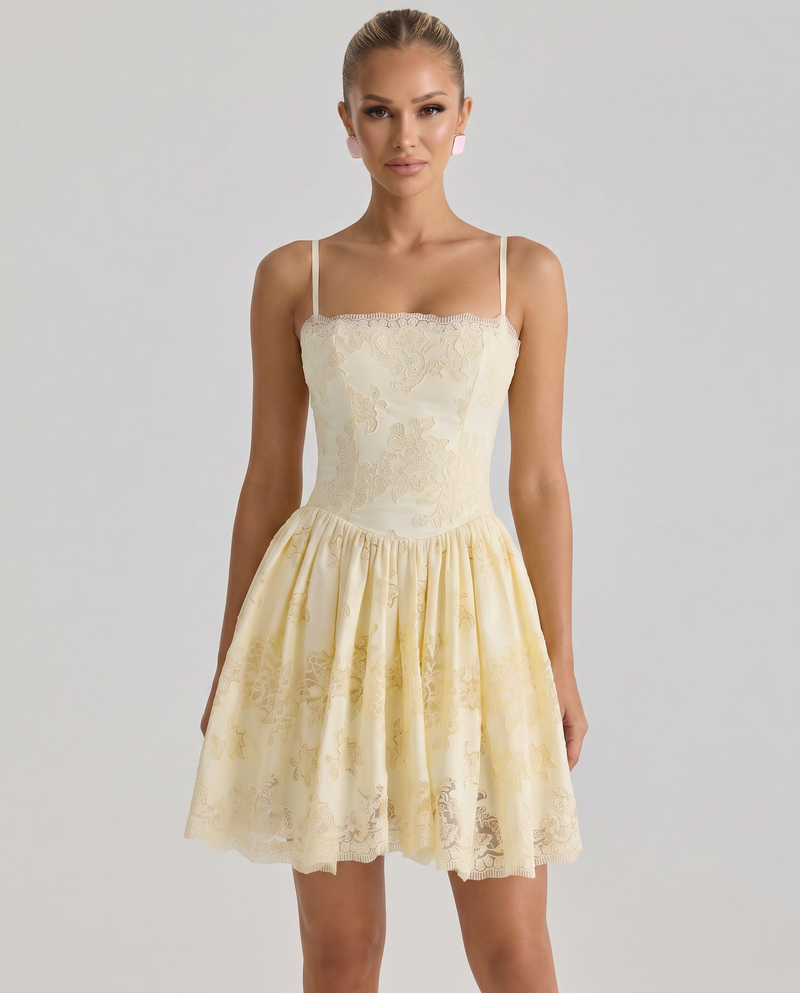 Tracie • Vestido Mini con Encaje Broderie Anglaise