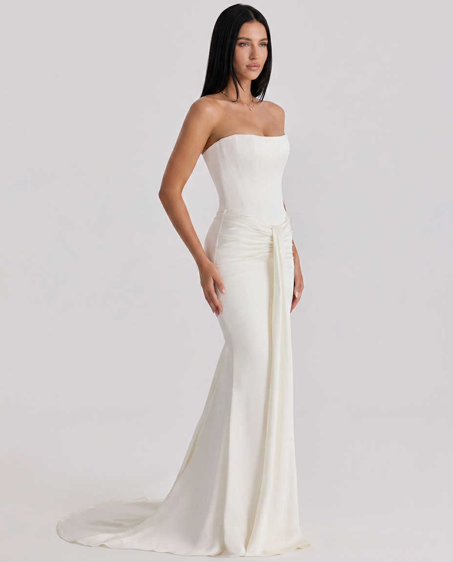 Ophelia • Maxi Strapless con Drapado