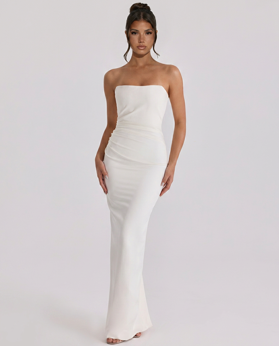 Nuria • Maxi Strapless con Drapado