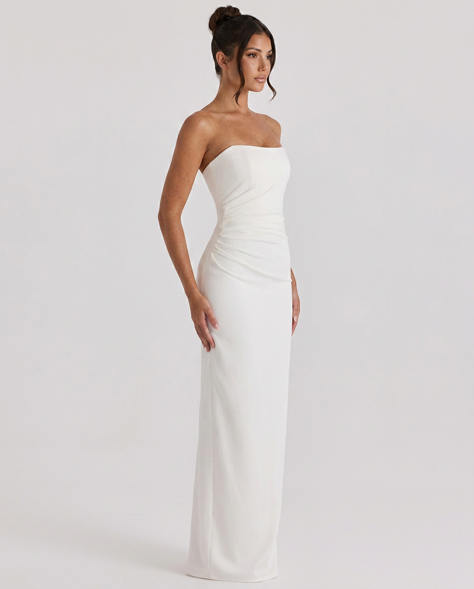 Nuria • Maxi Strapless con Drapado