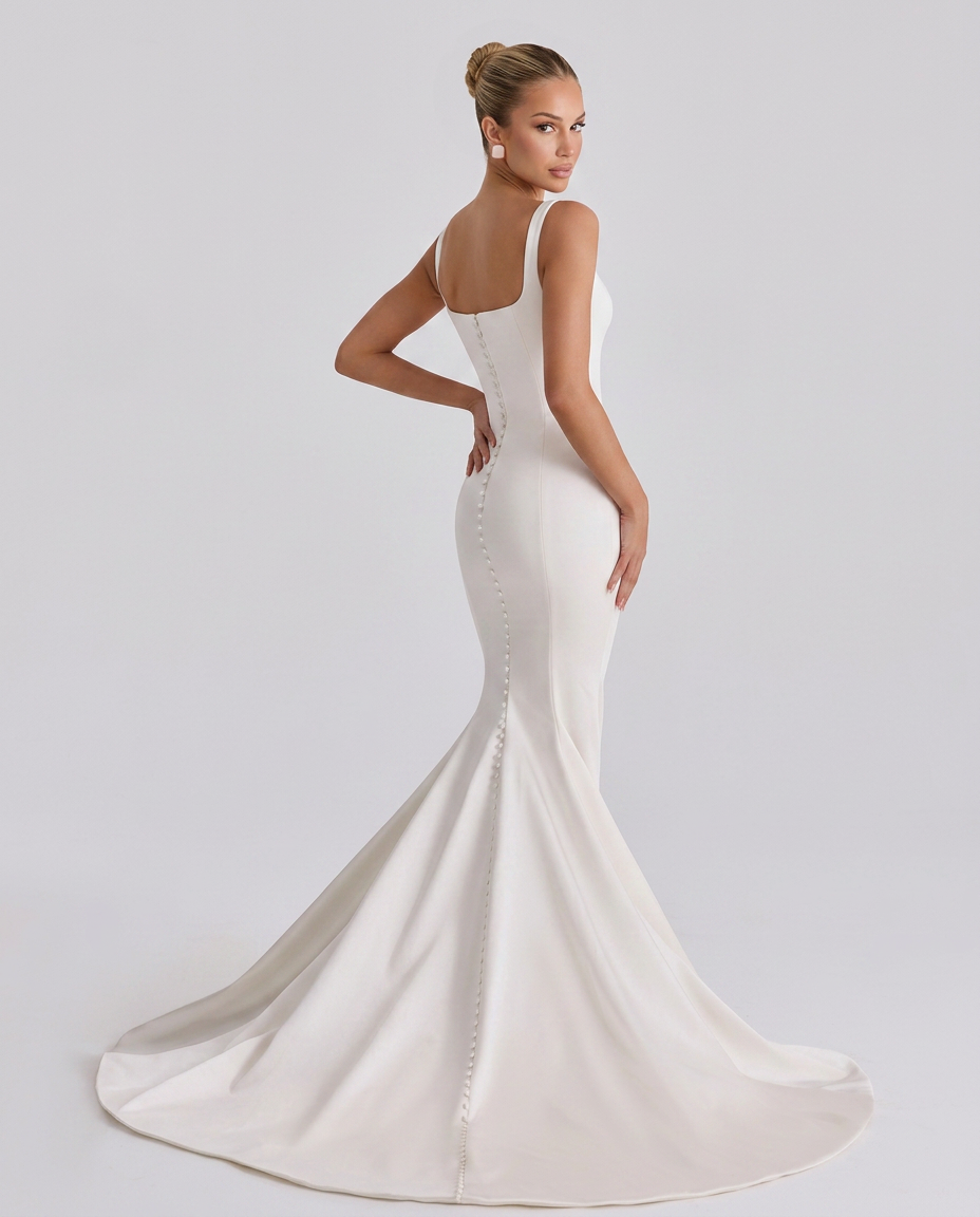 Elaine • Vestido Novia Maxi con Botones