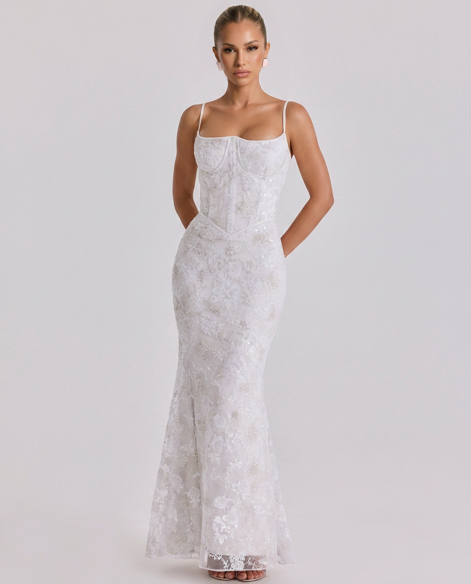Daphne • Vestido Novia Maxi con Perlas