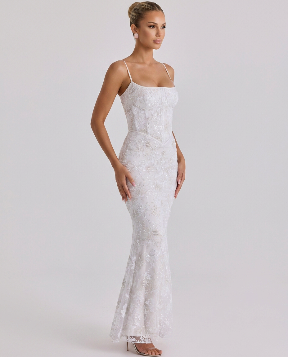 Daphne • Vestido Novia Maxi con Perlas