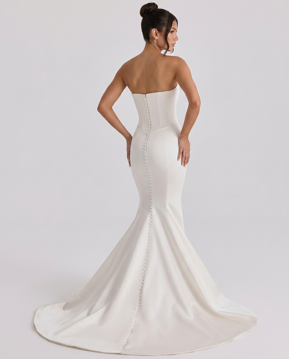 Lillian • Vestido Novia Strapless con Botones