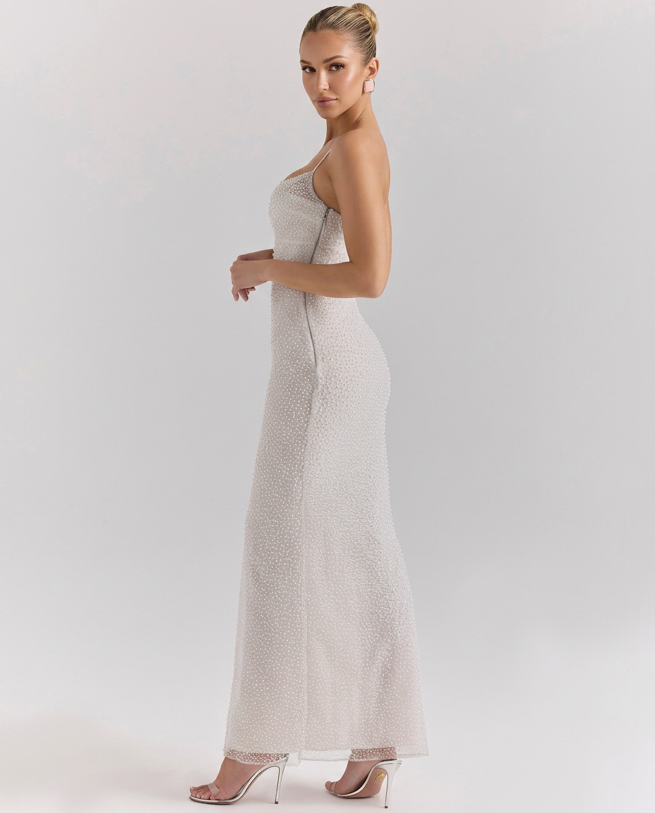 Lelia • Vestido Maxi Embellecido con Perlas