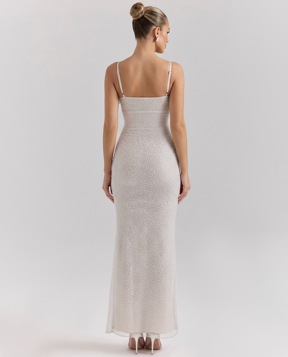 Lelia • Vestido Maxi Embellecido con Perlas