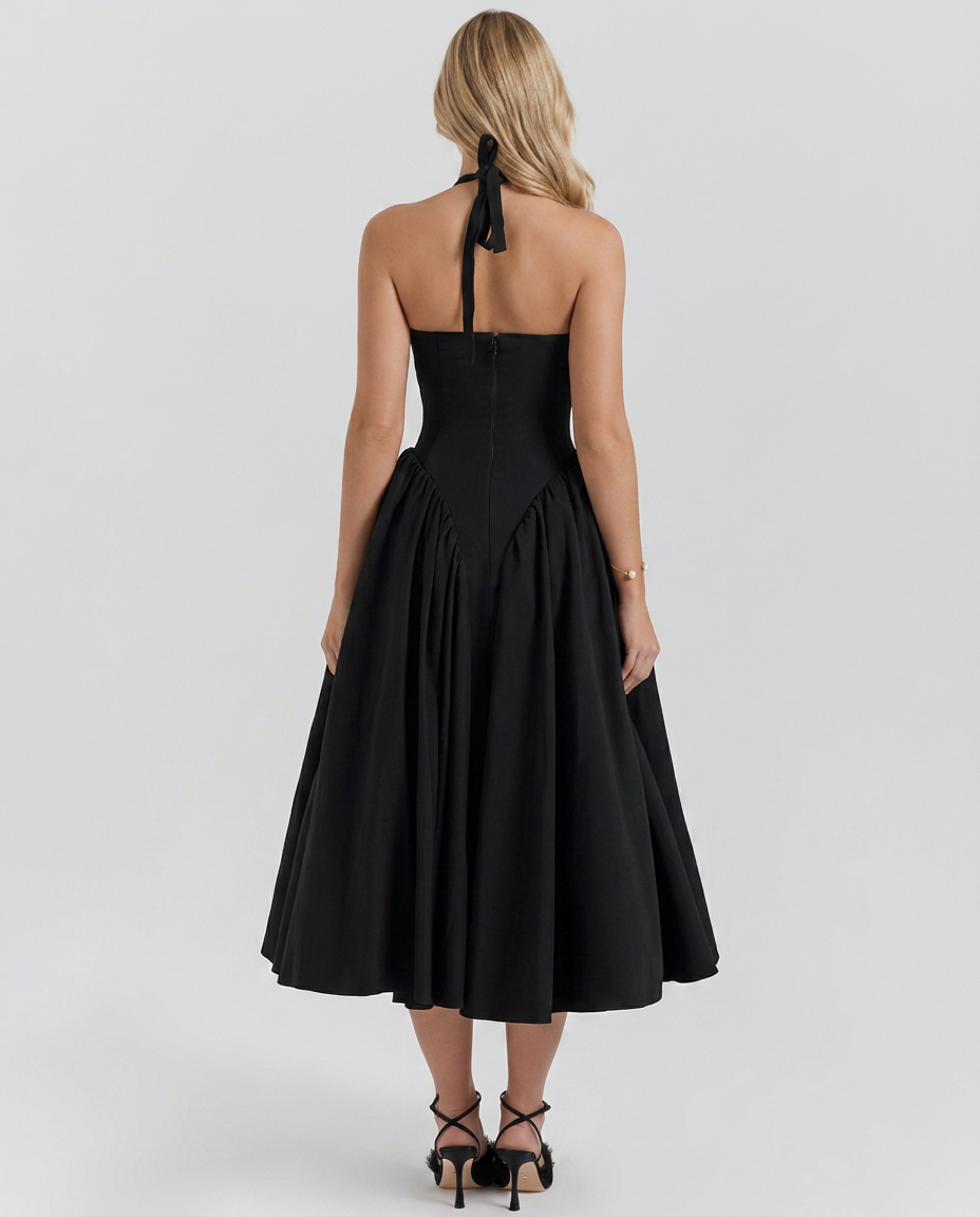 Mari • Vestido Midi Halter con Falda Amplia