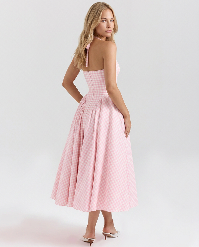 Mari • Vestido Midi Halter con Falda Amplia