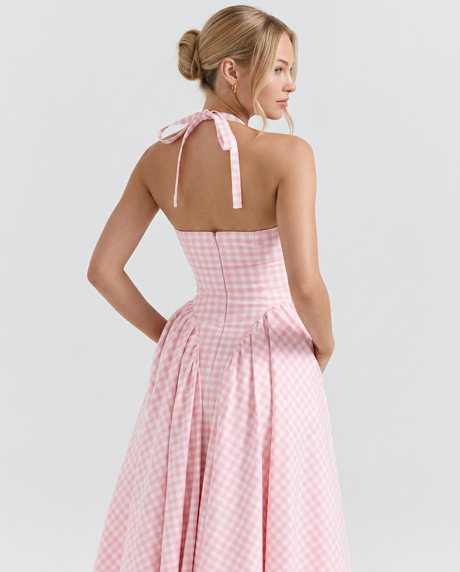 Mari • Vestido Midi Halter con Falda Amplia
