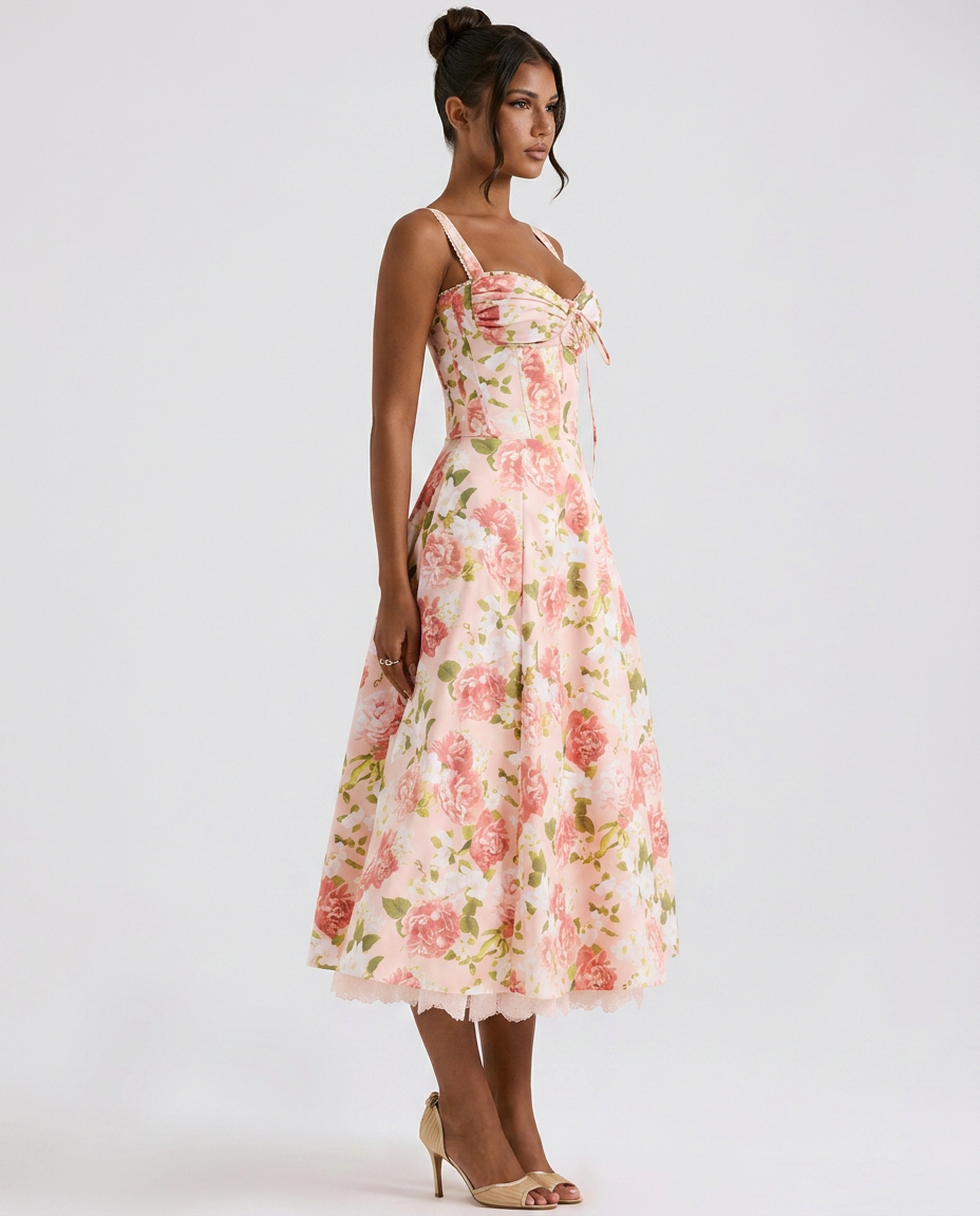 Alberta • Midi Estampado con Cuerpo Ajustado
