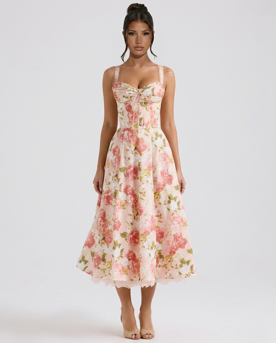 Alberta • Midi Estampado con Cuerpo Ajustado