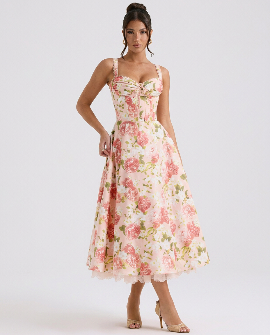 Alberta • Midi Estampado con Cuerpo Ajustado