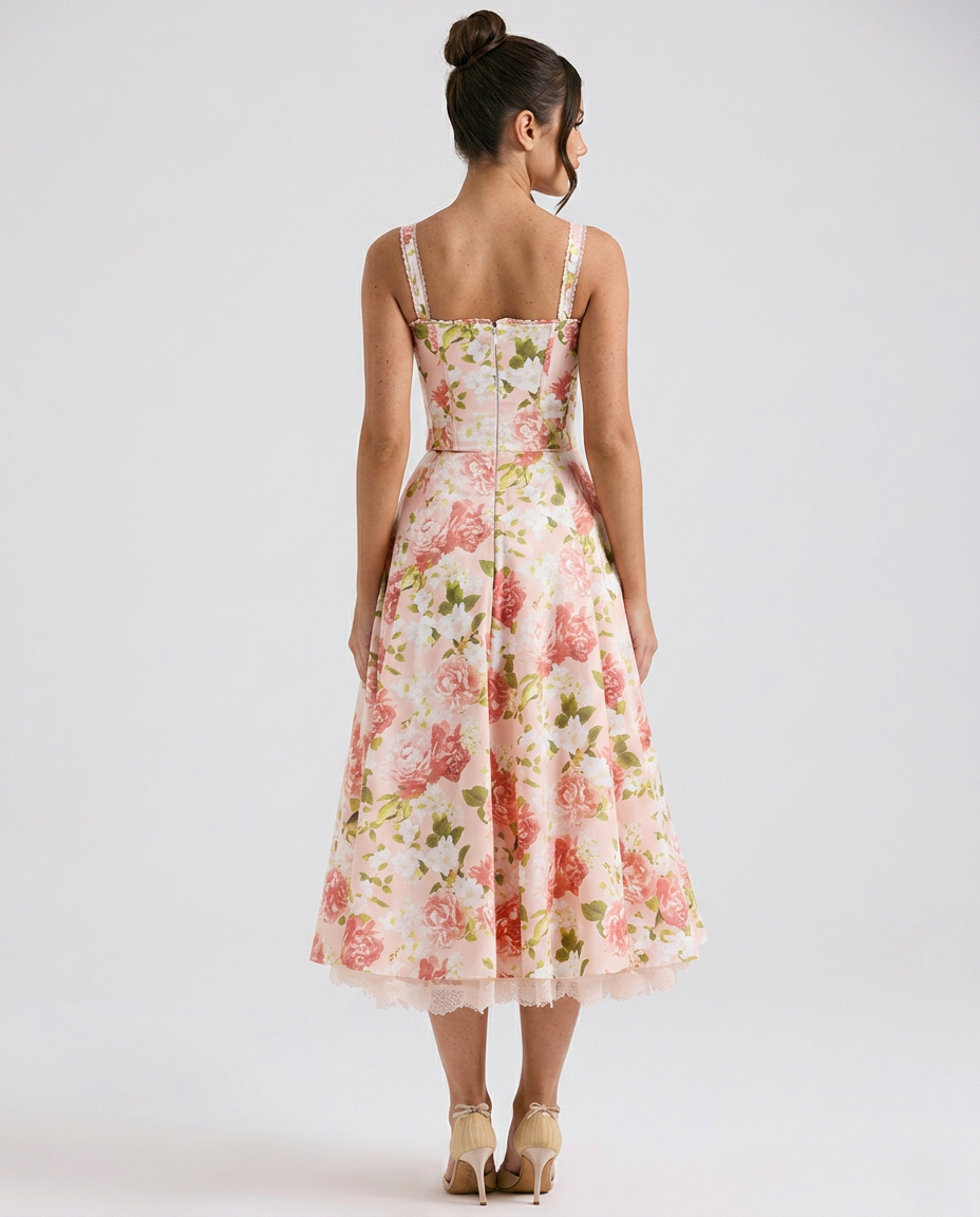 Alberta • Midi Estampado con Cuerpo Ajustado