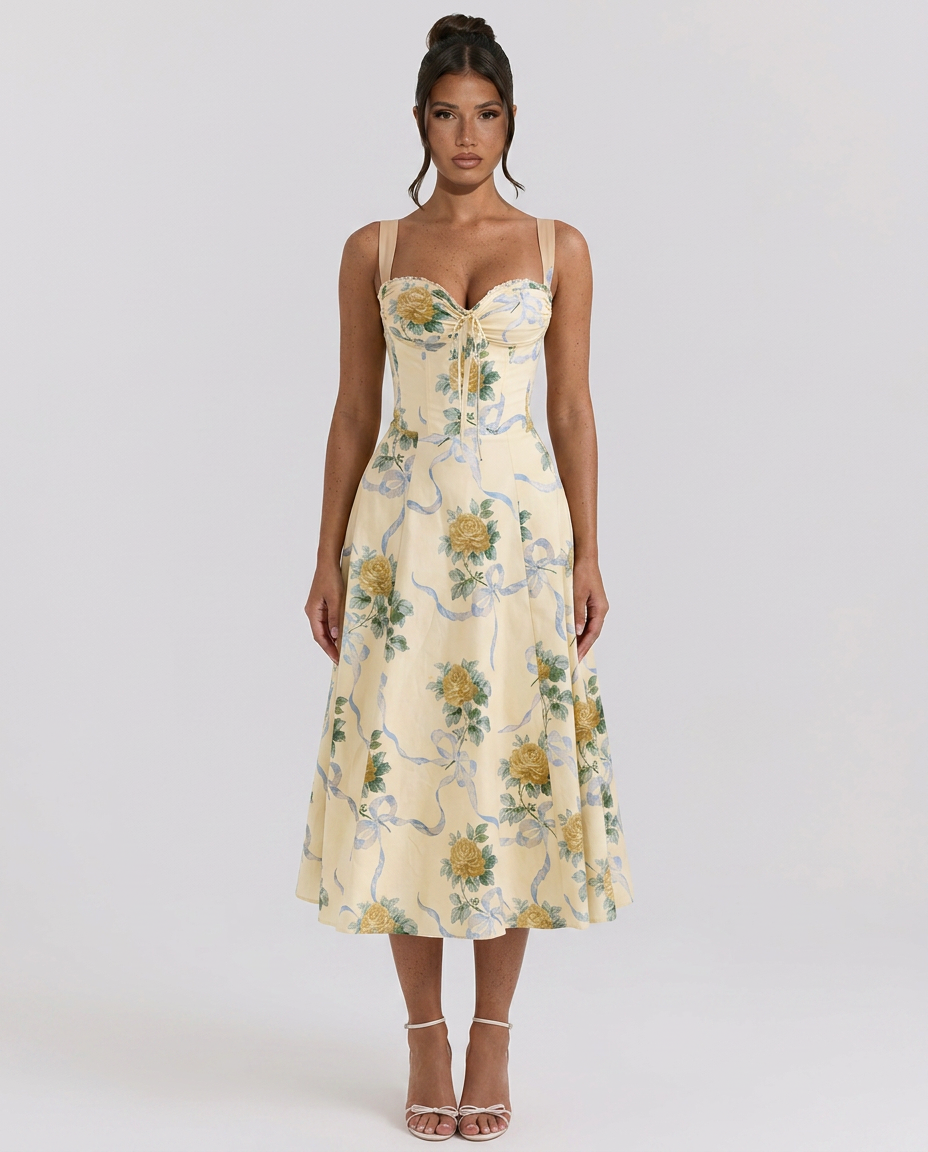 Alberta • Midi Estampado con Cuerpo Ajustado