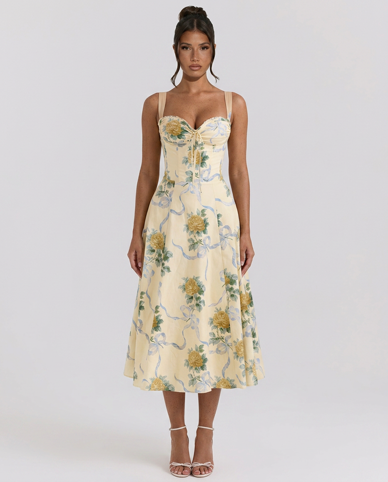 Alberta • Midi Estampado con Cuerpo Ajustado