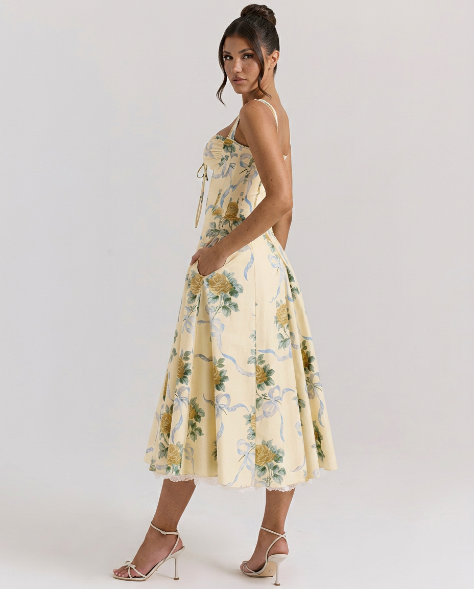 Alberta • Midi Estampado con Cuerpo Ajustado