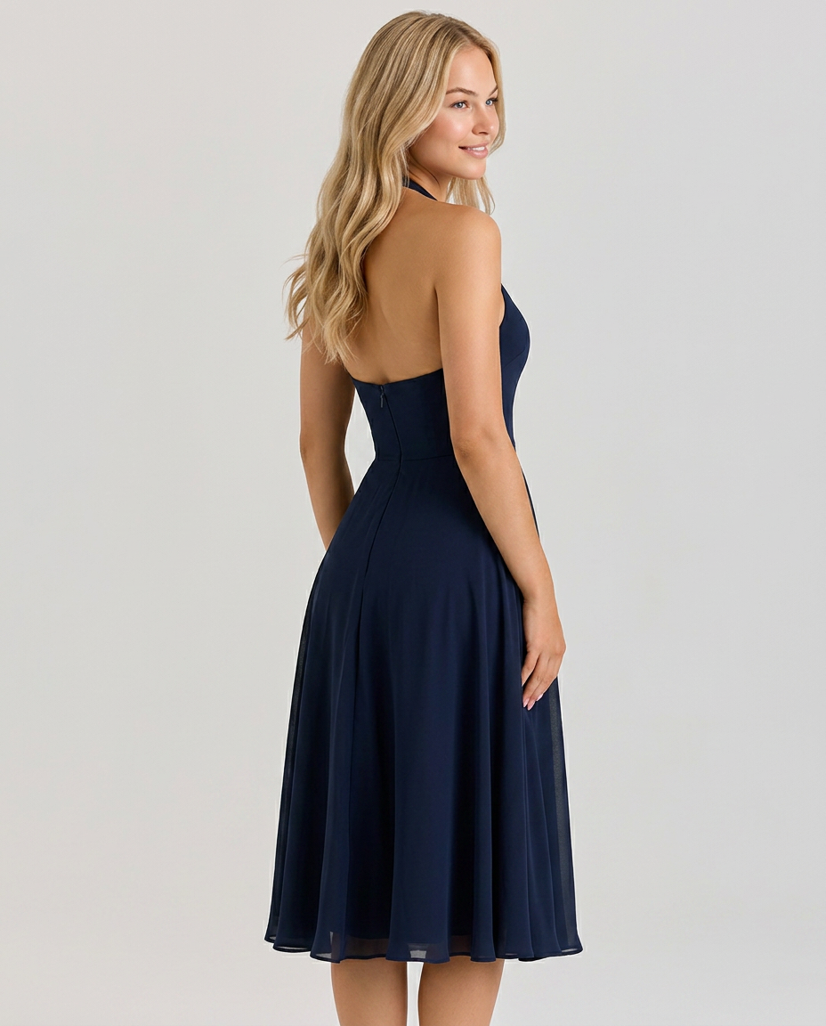 Glenda • Midi Halter con Falda Acampanada