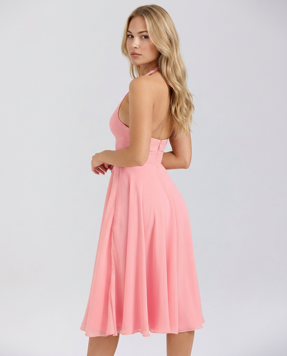 Glenda • Midi Halter con Falda Acampanada