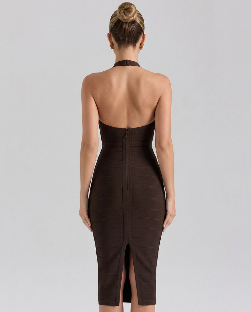 Lilia • Vestido Midi Bandage con Cuello Halter