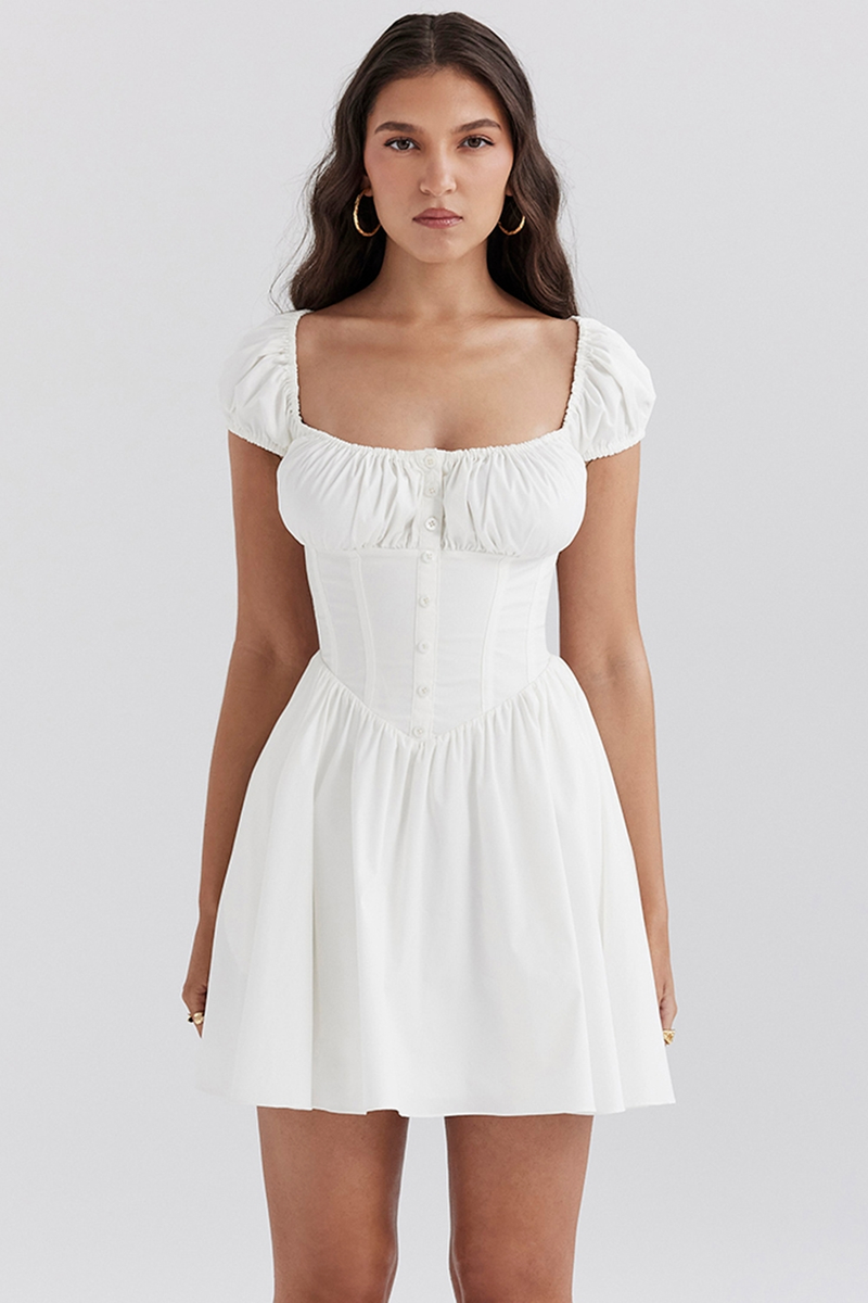 Ursula • Vestido Mini de Algodón Fruncido