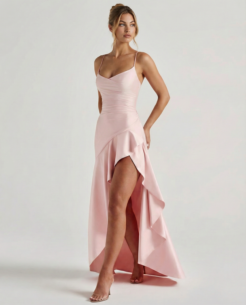 Naomi • Vestido Maxi de Satén con Espalda Atada