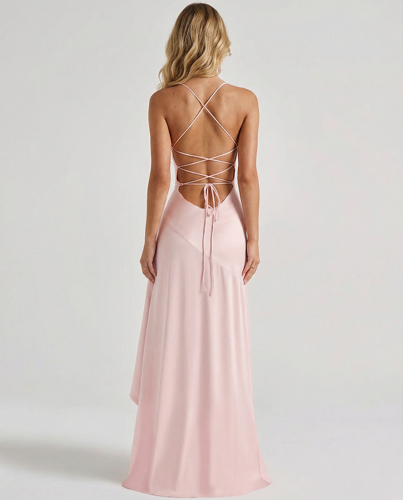 Naomi • Vestido Maxi de Satén con Espalda Atada