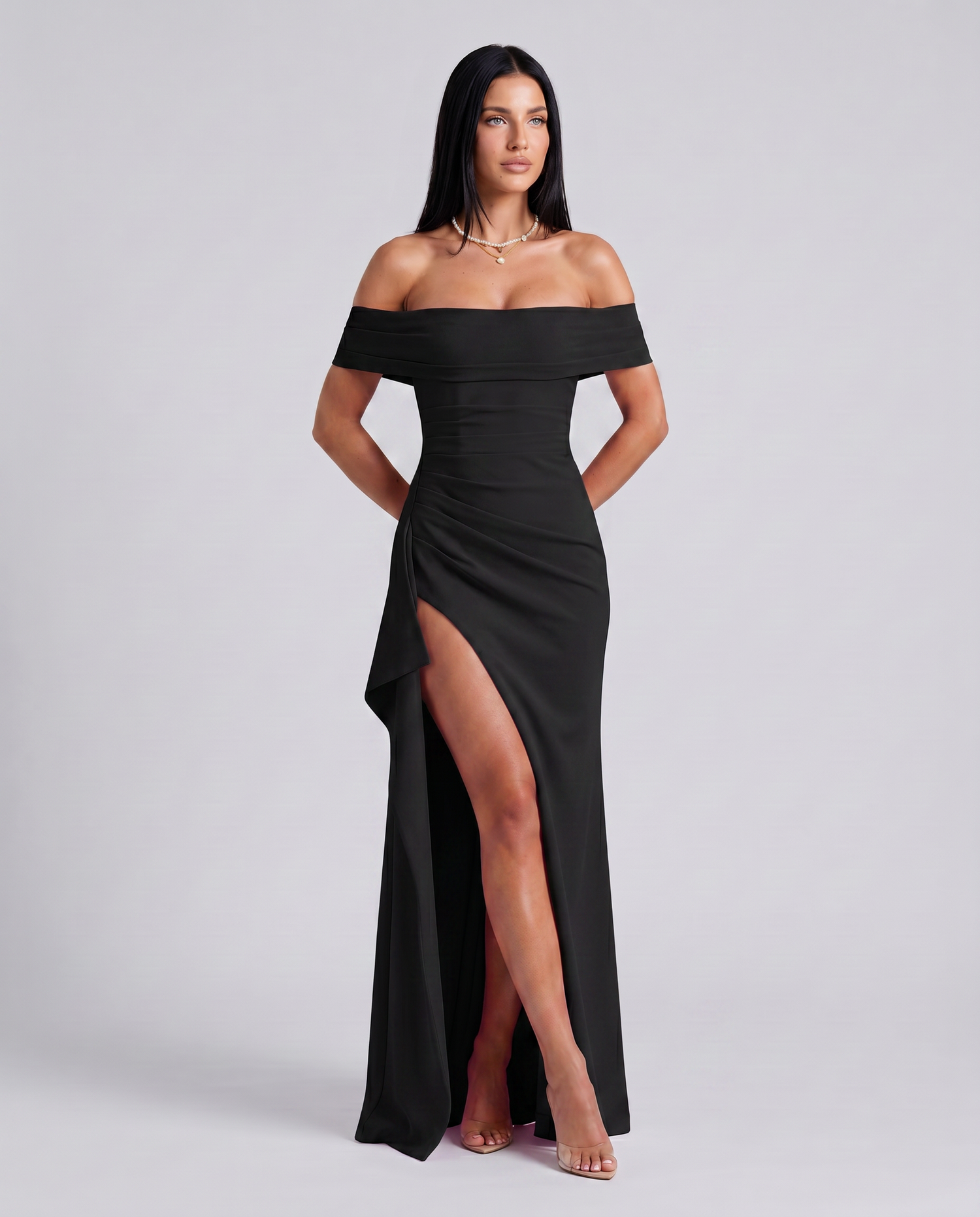 Miriam • Vestido Maxi Off Shoulder con Abertura