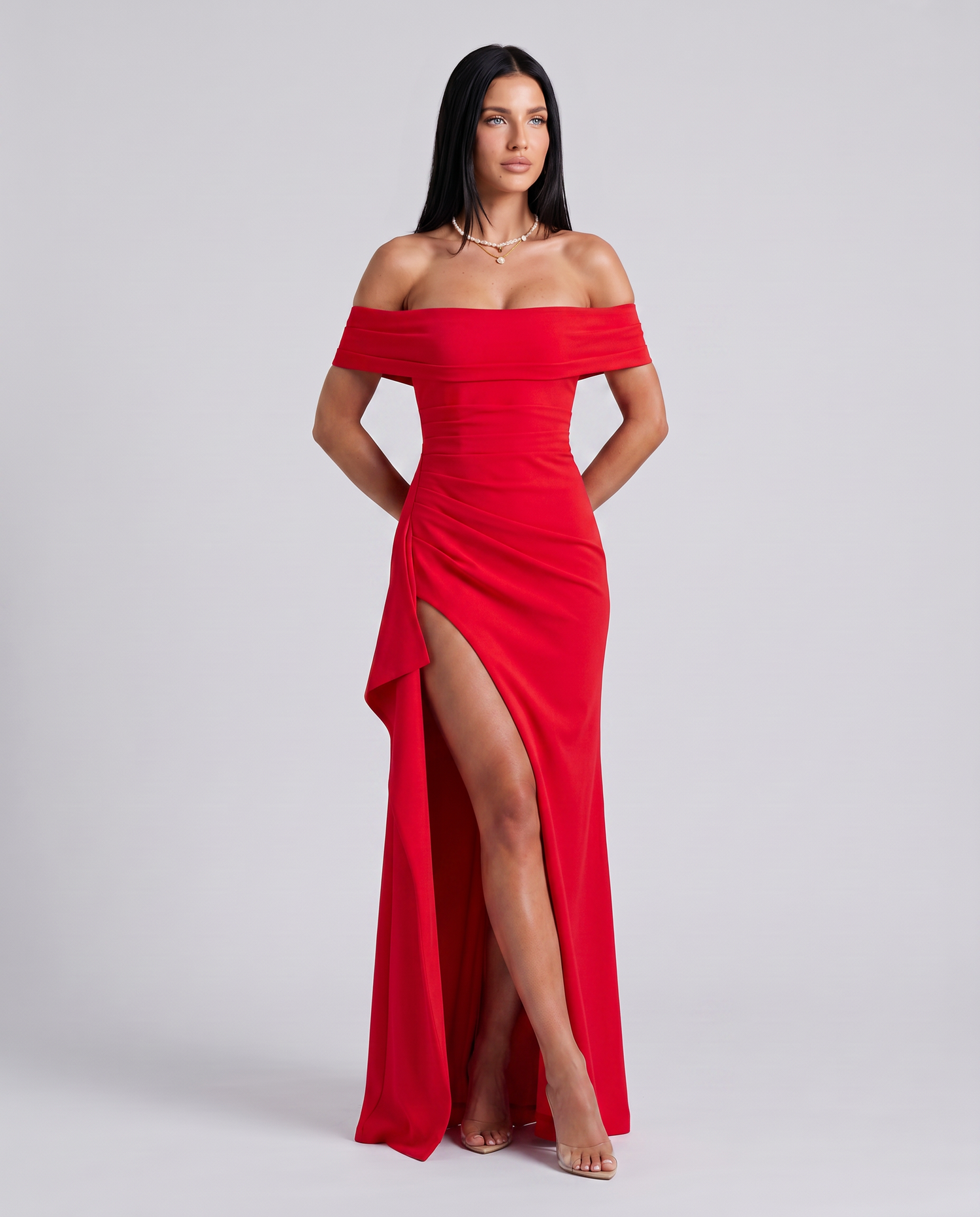 Miriam • Vestido Maxi Off Shoulder con Abertura