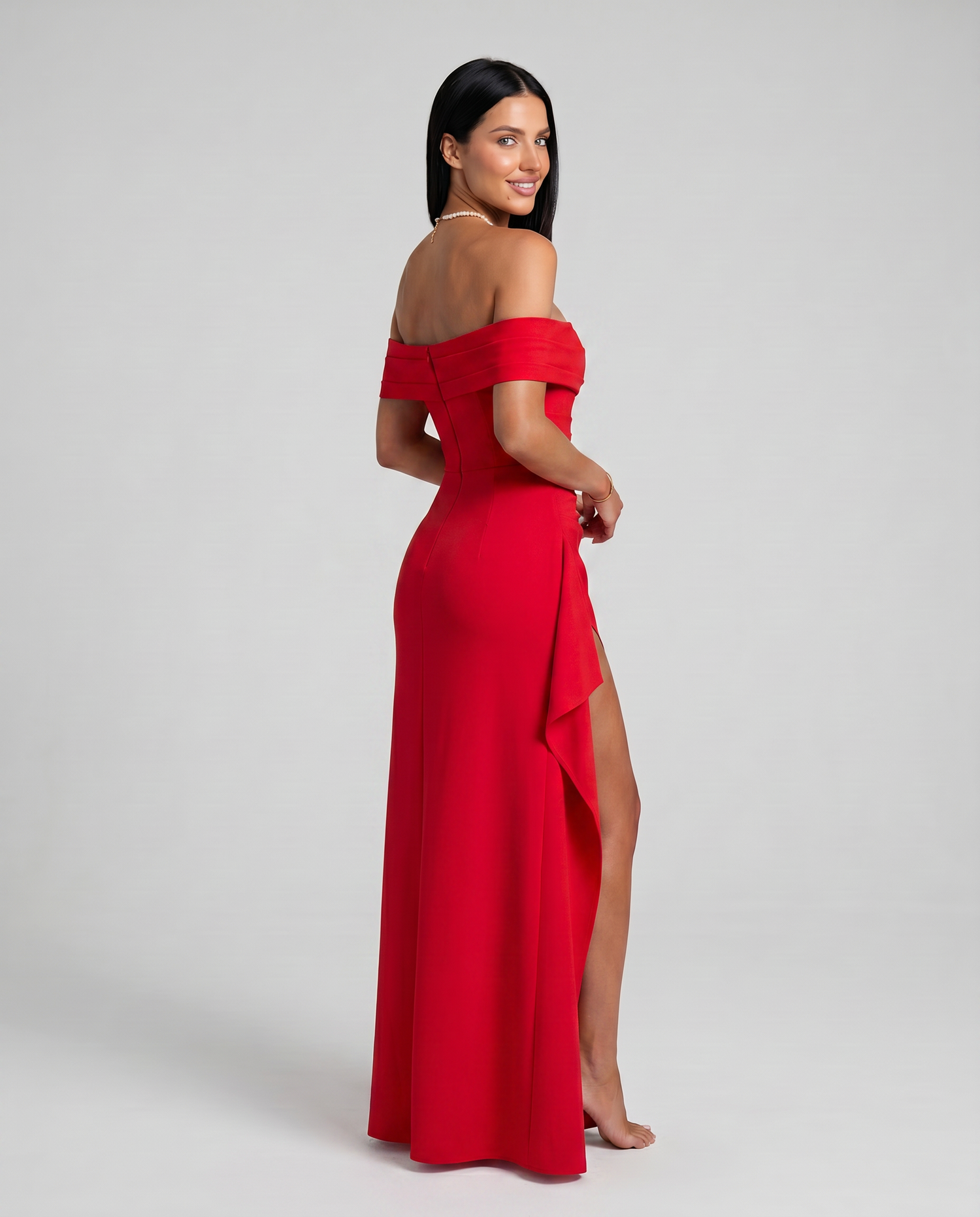 Miriam • Vestido Maxi Off Shoulder con Abertura