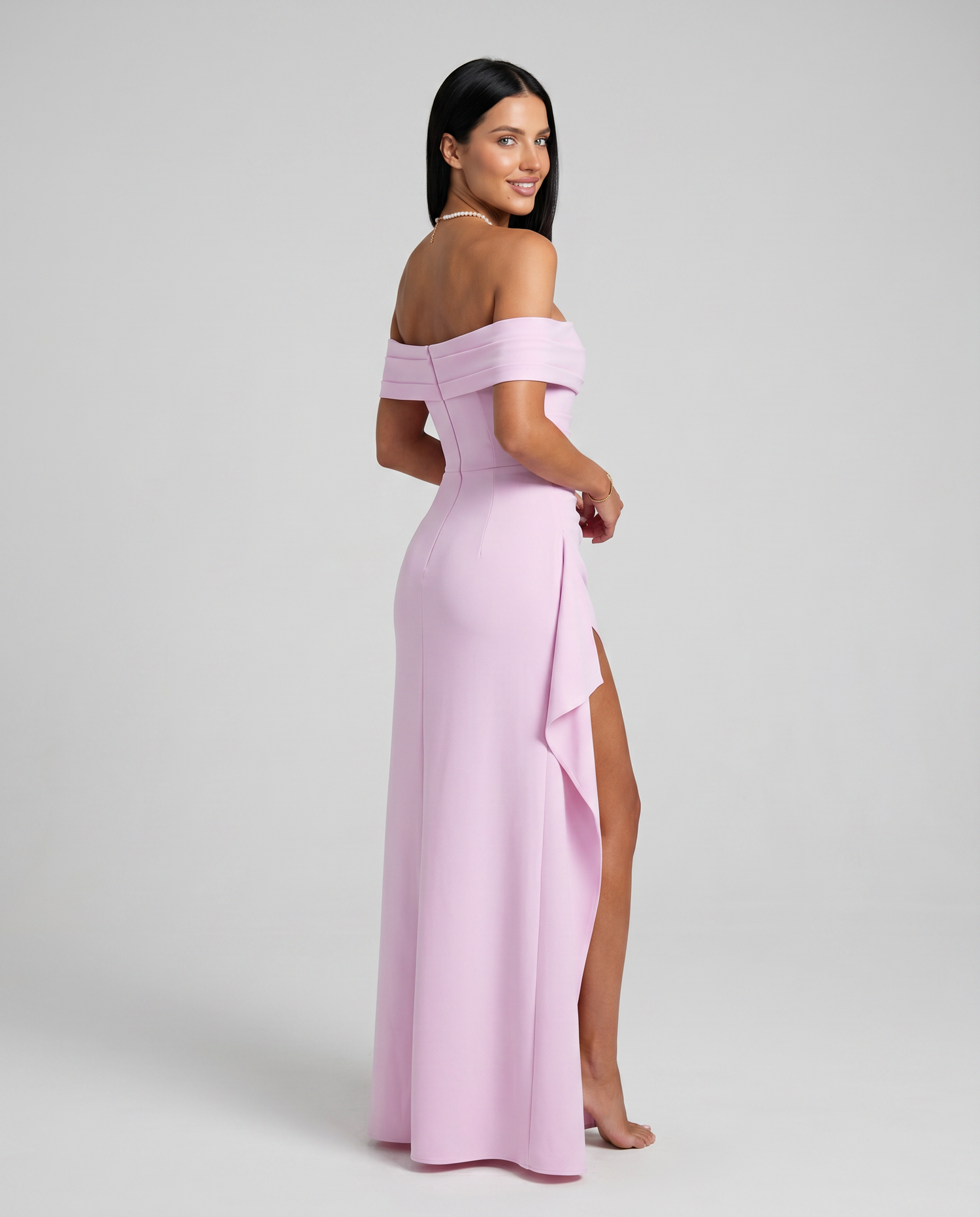 Miriam • Vestido Maxi Off Shoulder con Abertura