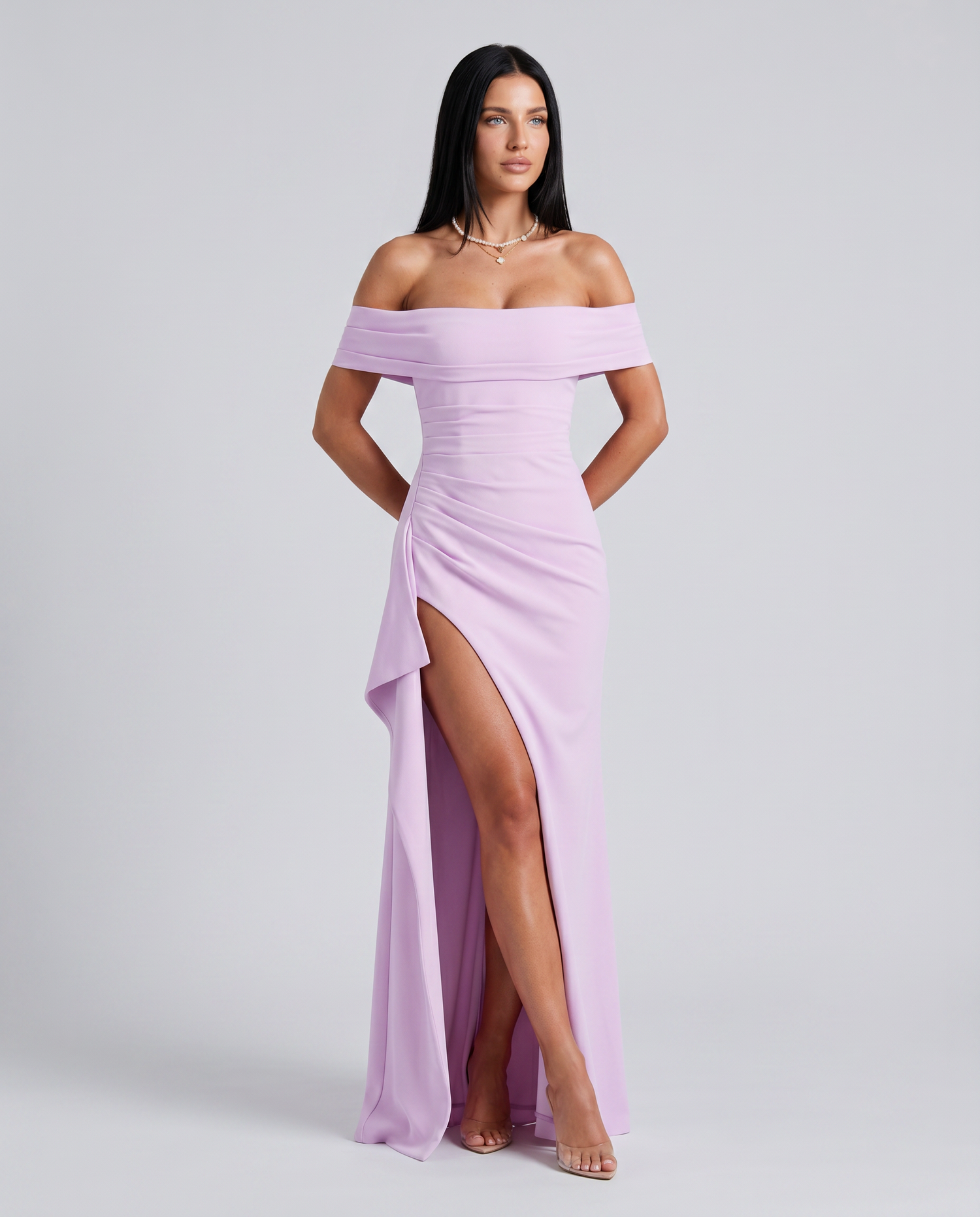 Miriam • Vestido Maxi Off Shoulder con Abertura