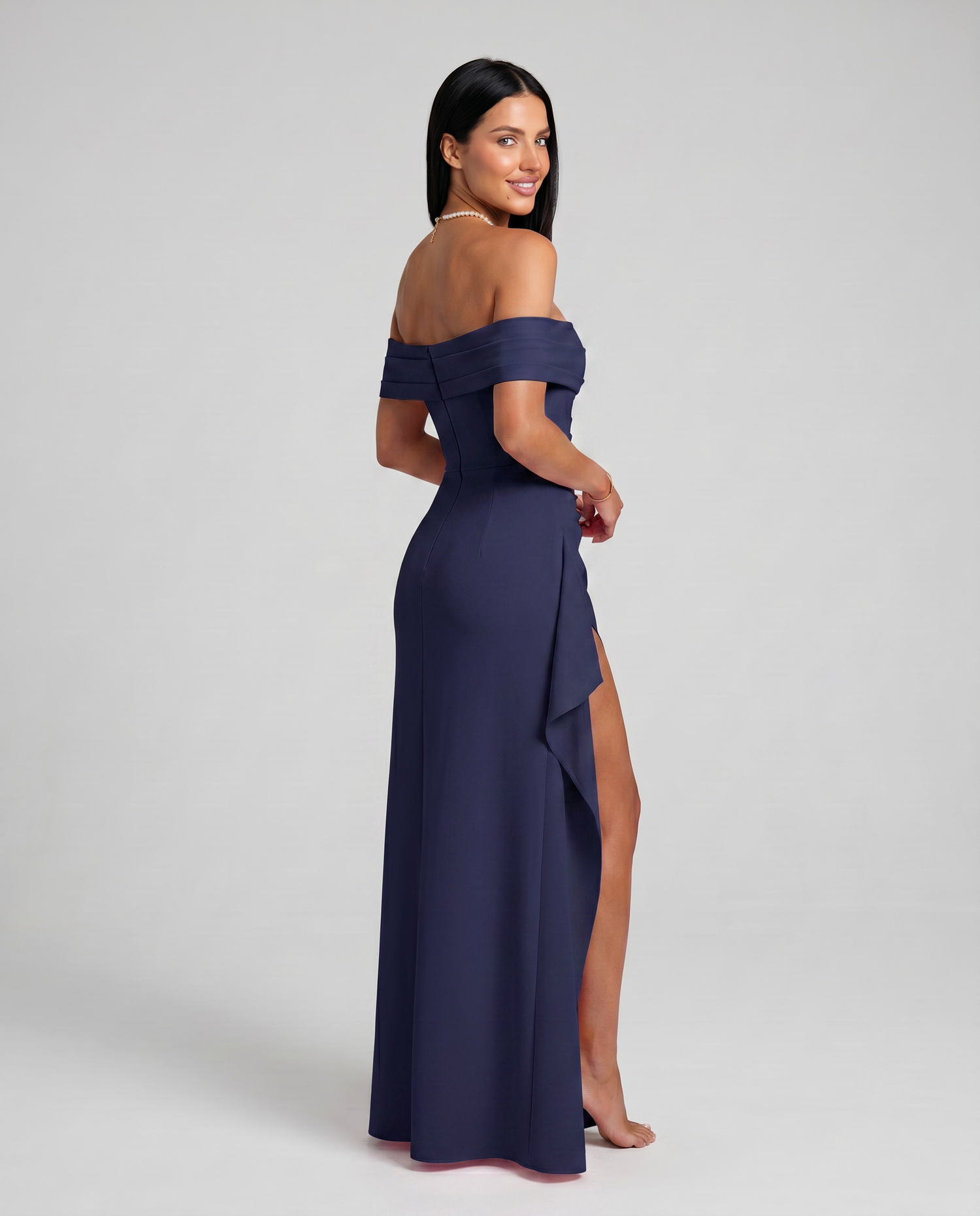 Miriam • Vestido Maxi Off Shoulder con Abertura