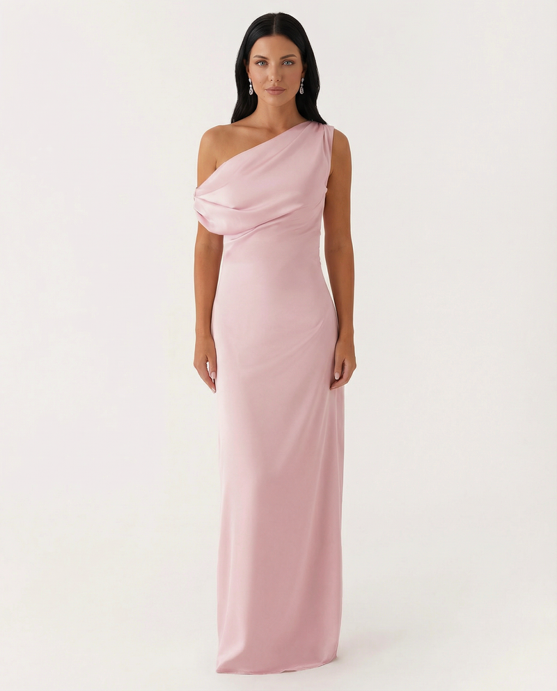 Myrna • Vestido Maxi de Satén de Un Hombro
