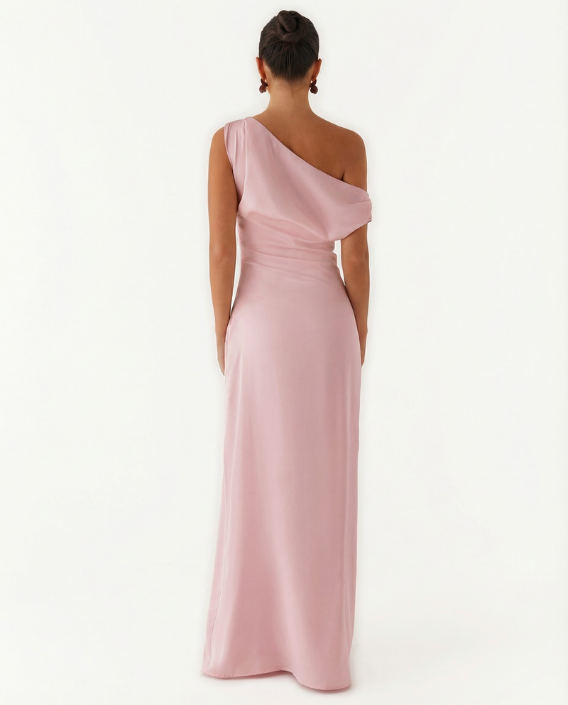 Myrna • Vestido Maxi de Satén de Un Hombro