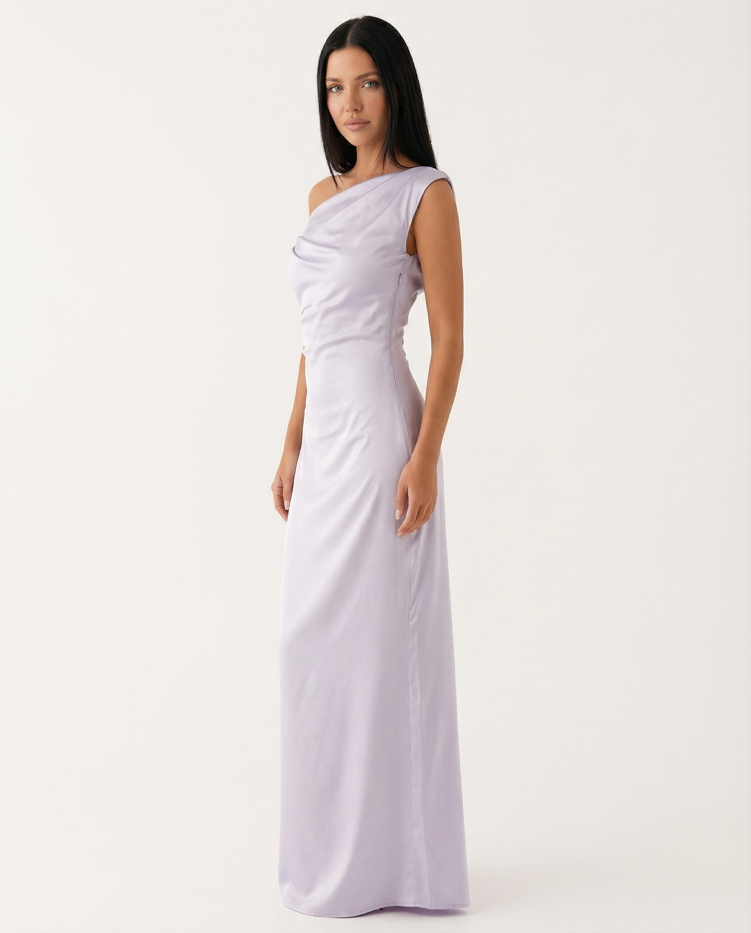 Myrna • Vestido Maxi de Satén de Un Hombro