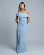 Aida • Vestido Maxi Arrugado de Un Hombro