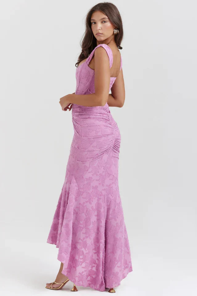Lara • Vestido Maxi con Textura Floral