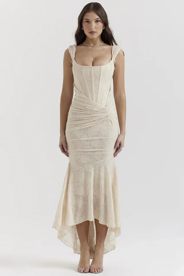 Lara • Vestido Maxi con Textura Floral