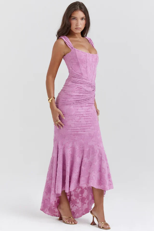 Lara • Vestido Maxi con Textura Floral