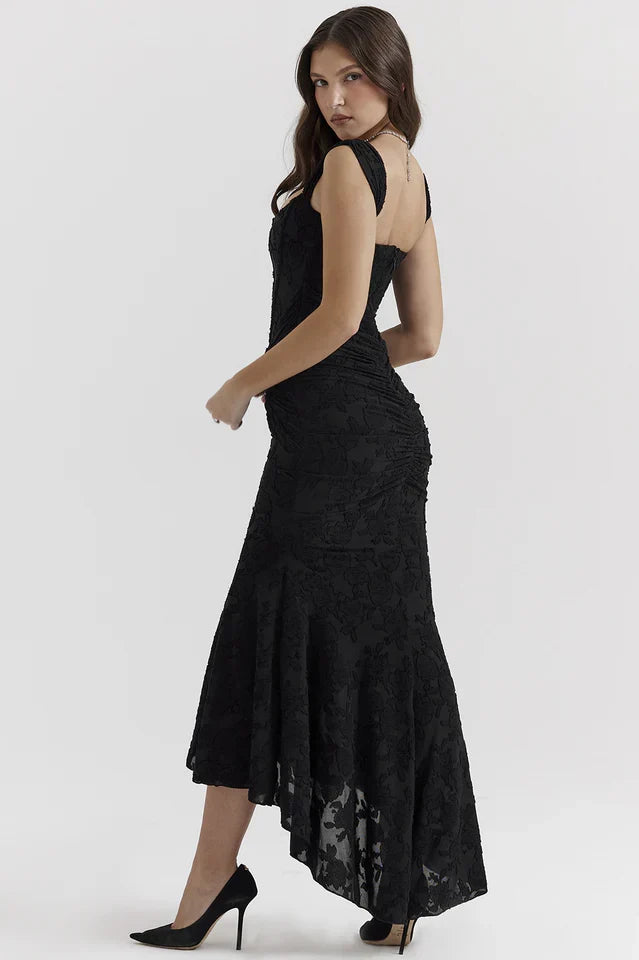 Lara • Vestido Maxi con Textura Floral