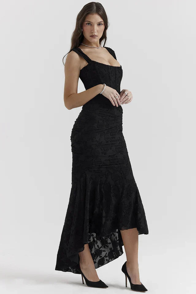 Lara • Vestido Maxi con Textura Floral