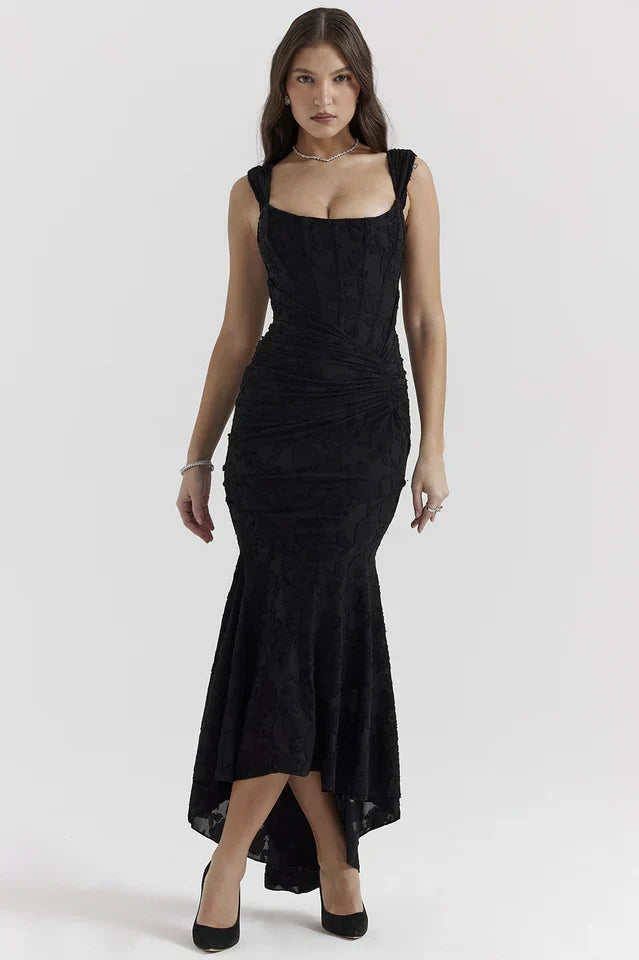 Lara • Vestido Maxi con Textura Floral
