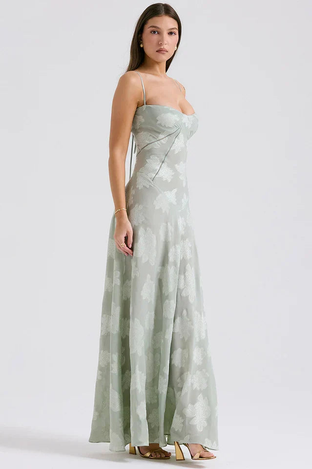 Gail • Maxi Floral con Espalda de Cordones