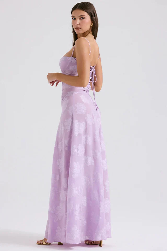 Gail • Maxi Floral con Espalda de Cordones