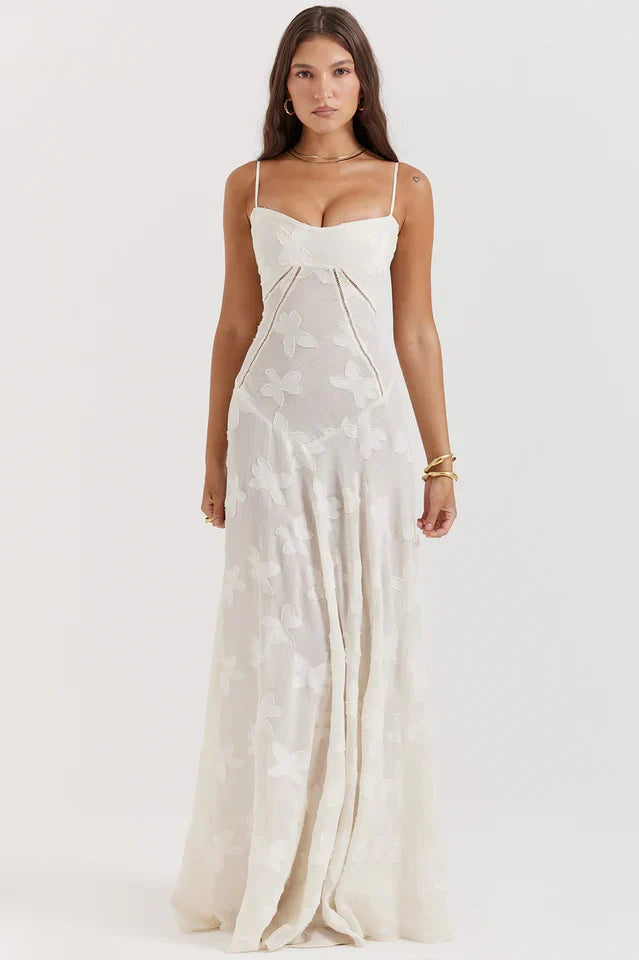 Flora • Vestido Maxi Floral con Espalda Concordada